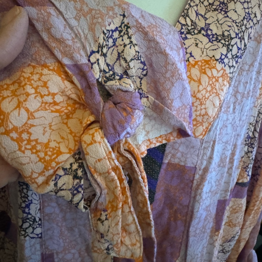 Lovstitch Patchwork V-Neck Top - Orange and Purple - Picture 7 of 9